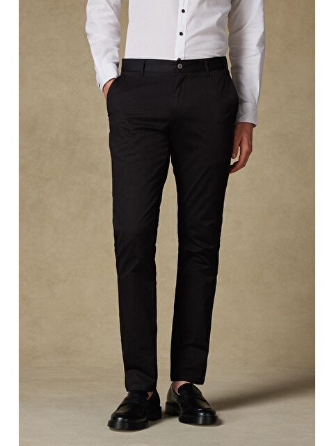 ABBATE Chino Twill Pamuk Karışımlı Slim Fit Siyah Erkek Düz Pantolon - S000438121-19351
