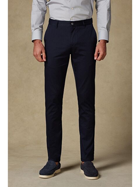 ABBATE Chino Twill Pamuk Karışımlı Slim Fit Lacivert Erkek Düz Pantolon - S000438122-21164