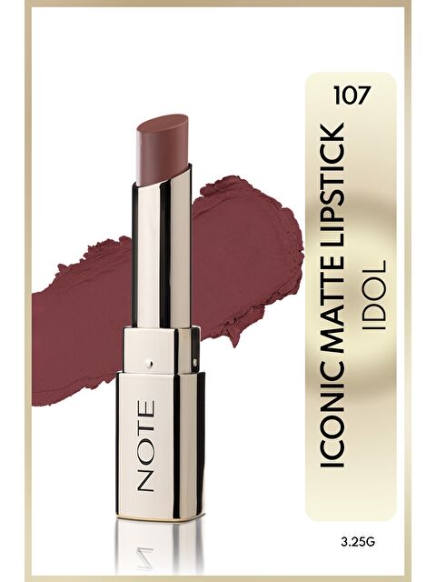 Note Cosmetique Iconic Matte Lipstick Kalıcı Mat Ruj 107 Idol - Kahverengi - S000423873-19413