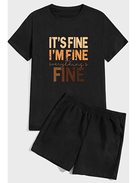 uyguntarz Fine Baskı Şort %100 Pamuk Takım - S000243985-19351