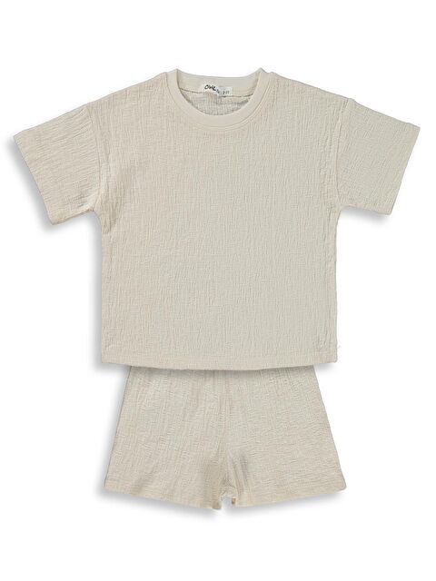 Civil Boys Bisiklet Yaka Kapri Takım 2-5 Yaş Takım - Bej