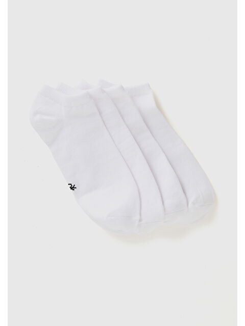 United Colors Of Benetton Erkek Çocuk Beyaz Mix Logo Baskılı Düz Renkli 4'lü Kısa Soket Çorap Seti - S000313977-20063