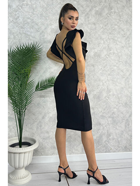 Gülseli Sırt Çapraz Fırfırlı Abiye Elbise - S000299403-19351