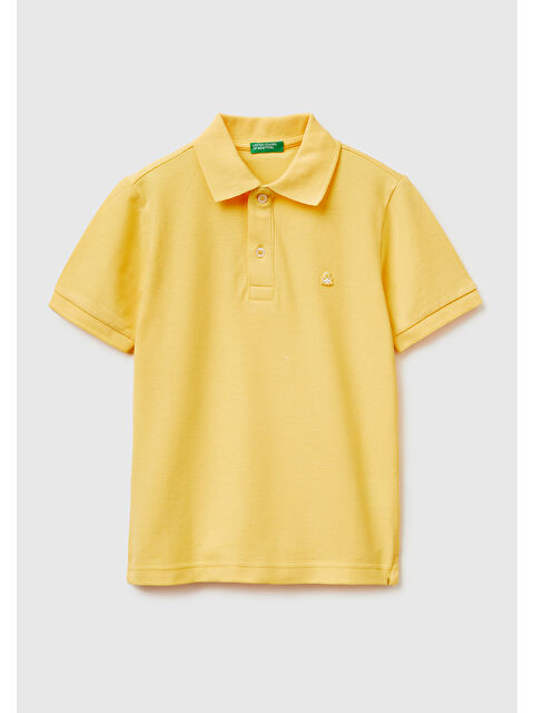United Colors Of Benetton Erkek Çocuk Sarı Logolu Pike Polo T-Shirt