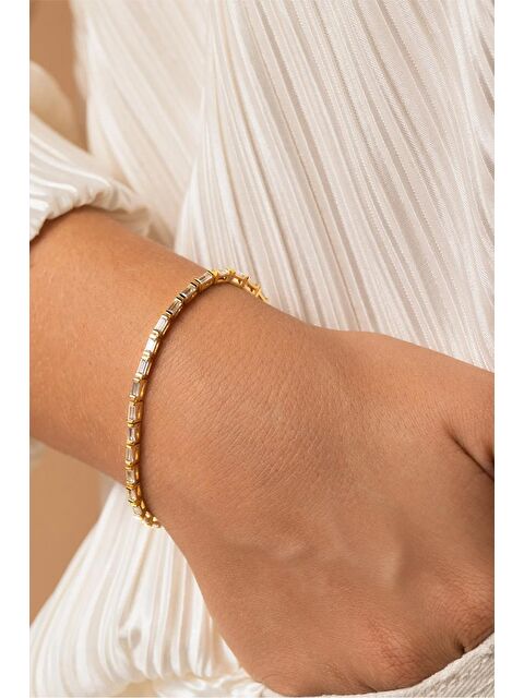 New Obsessions Macy Uzun Taşlı Modern Su Yolu Bileklik-7 mm Taşlı - S000446365-20076