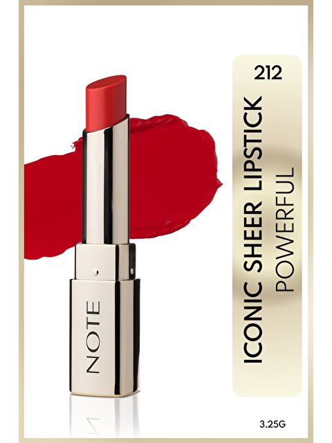 Note Cosmetique Iconic Sheer Lipstick Nemlendirici Parlak Ruj 212 Powerful Nemlendirici Parlak Ruj - Kırmızı - S000423889-20045