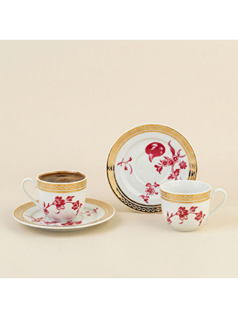 GÜRAL PORSELEN Sami 4 Parça 2 Kişilik Kahve Fincan Takımı 170 cc