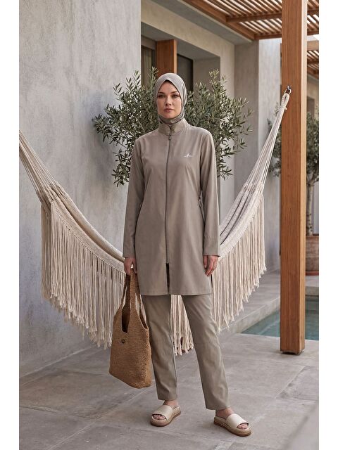 Haşema Vizon Dokuma 5 Parça Tam Tesettür Mayo Takımı 6026