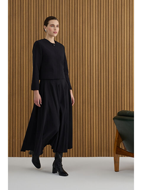 AKER Siyah Pamuk Pileli Etek - S000494418-19351