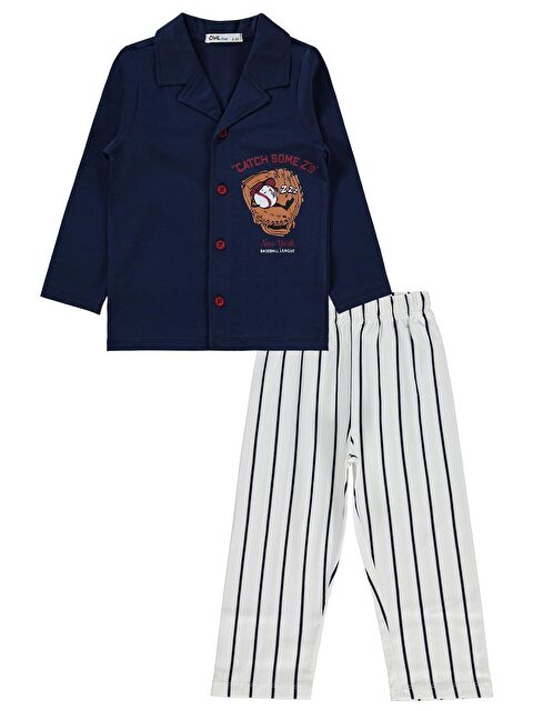 Civil Boys Önü Düğmeli 2-5 Yaş Pijama Takımı - Lacivert 4-5 Yaş - S000496879-21164