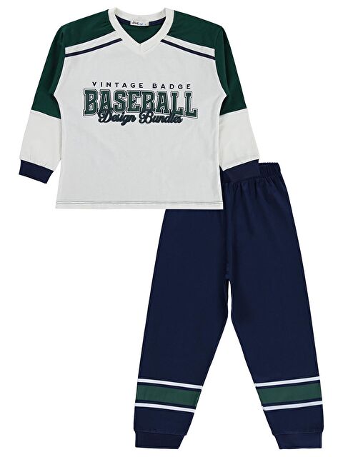 Civil Boys Baseball Baskılı 10-13 Yaş Pijama Takımı - Yeşil 12-13 Yaş - S000496880-18194