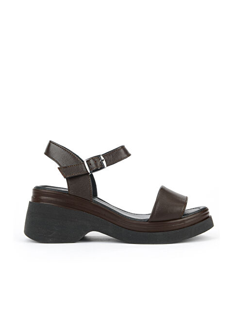 Ziya Ayakkabı Kadın Hakiki Deri Topuklu Sandalet 161992Z64028 Kahve