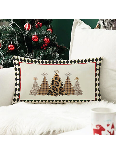 Evmila Yılbaşı Temalı 35x55 Fermuarlı Kadife Kırlent Kılıfı - S000291162-23173