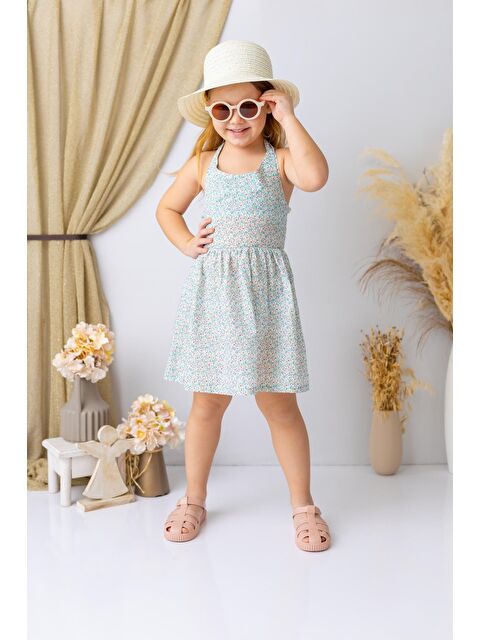 MİNİNİO Kız Çocuk Çiçek Desenli Fırfırlı Elbise - Desenli - S000362779-23173