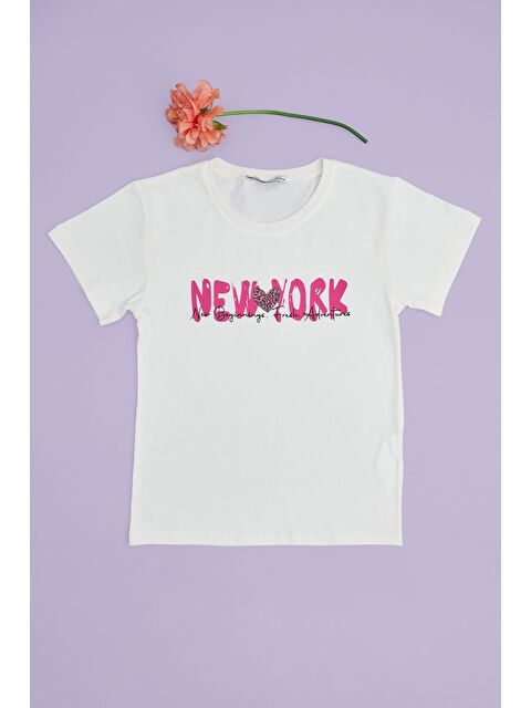 Fullamoda New York Baskılı Kız Çocuk Tişört
