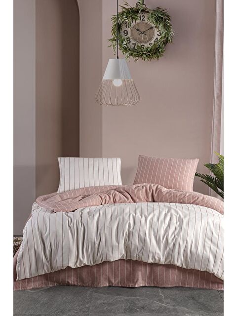 Çeyiz Diyarı Efekt 4 Parça %100 Pamuk Çift Kişilik Nevresim Takımı Kiremit - S000493181-20013