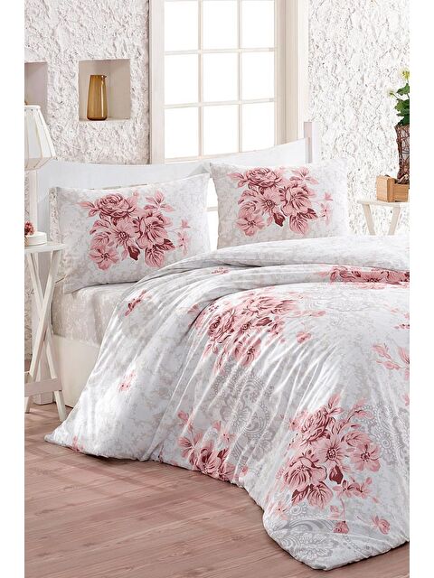 Çeyiz Diyarı Taç Kristal Henna Light Collection Çift Kişilik Nevresim Takımı Pudra - S000493185-7152