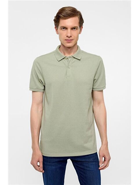 Süvari Haki Regular Armürlü Polo Yaka Tişört - S000460604-18547