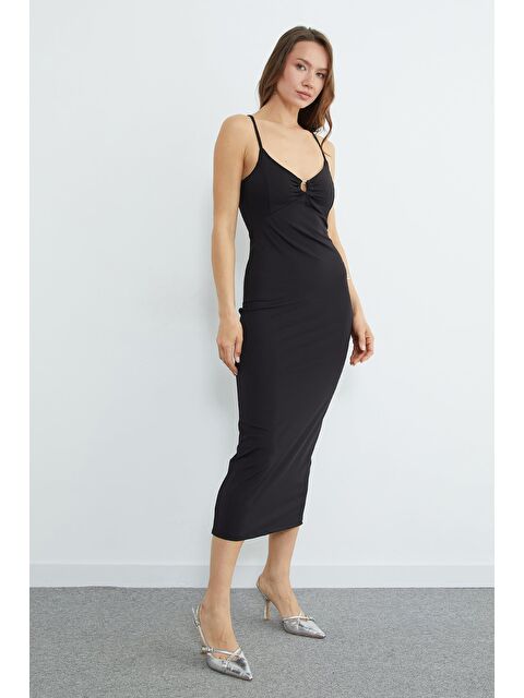 Fullamoda Çapraz Askılı Kaplı Midi Boy Elbise - S000527835-19351