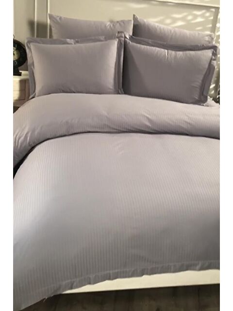 Çeyiz Diyarı Satin Zarif Armürlü Çift Kişilik Nevresim Takımı Gri - S000493197-20600