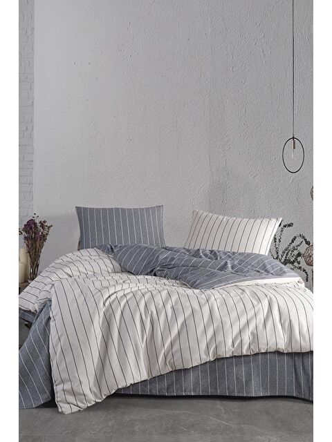 Çeyiz Diyarı Efekt 4 Parça %100 Pamuk Çift Kişilik Nevresim Takımı Gri - S000493201-20600