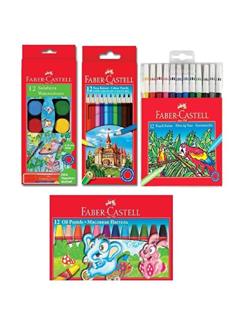 Faber-Castell 4'lü Boya Seti (12'li Kuru-Sulu-Pastel-Keçeli Boya) - S000420331-23173