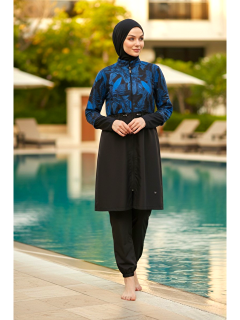 SEBOTEKS Hızlı Kuruyan Paraşüt Kumaş 4 Parça Tam Kapalı Tesettür Mayo 22185