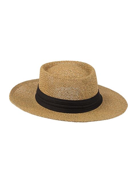 C&City Erkek Bant Detaylı Hasır Fötr Şapka Y24750-02 Bej - S000388343-19928