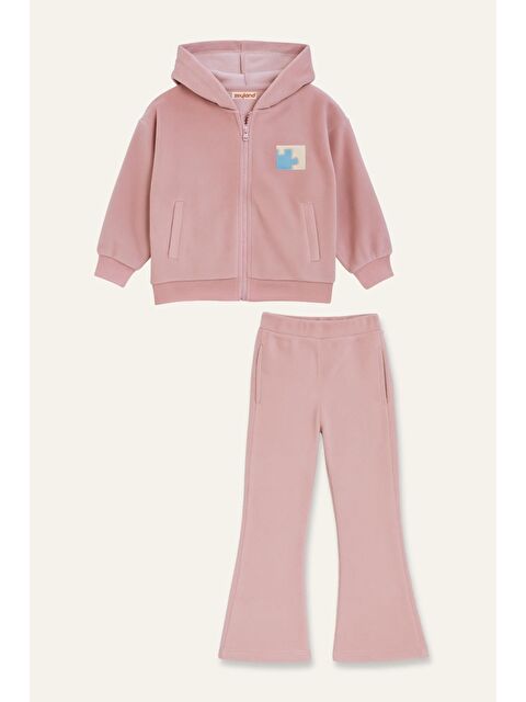 ZEYLAND Kız Çocuk Kapüşonlu Fermuarlı Polar İkili Takım - Pembe - S000532625-20024