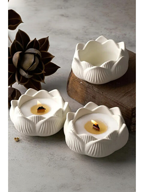 Havalı Tasarım 2 Adet Lotus Çiçeği Mum - S000323131-20063