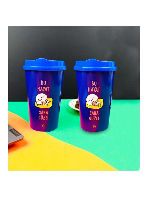 Bam Hediyelik Eşya 2 Li Motto Tasarımlı Plastik Kahve Bardağı - S000290498-23173
