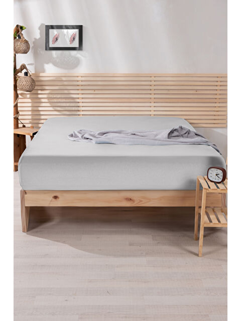 Nordqueen Ranforce %100 Pamuk Çift Kişilik 200*200 Lastikli Çarşaf Gri - S000317417-20600