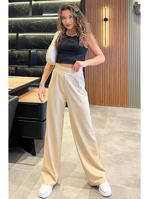Gülseli Kadın Yüksek Bel Cırtlı Bol Paça Palazzo Pantolon - S000289705-19928
