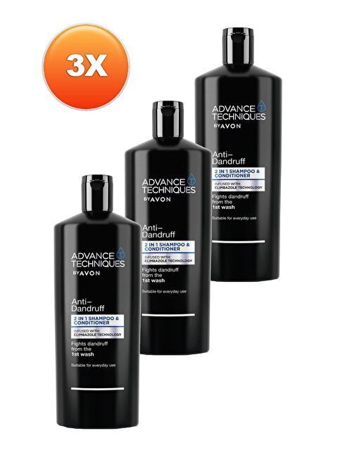 AVON Advance Techniques Kepek Önleyici 2'si 1 Arada Şampuan ve Saç Kremi 700 Ml. Üçlü Set - S000191411-10231