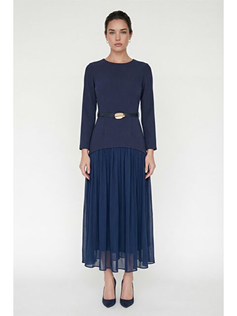 Lafaba Kadın Lacivert Kemerli Midi Abiye Elbise - S000506622-21164