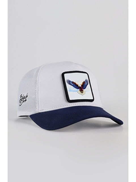 BlackBörk Kartal Logolu Lacivert-Beyaz Trucker Şapka