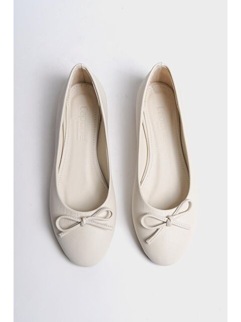 Capone Outfitters Bloom Hakiki Deri Fiyonklu Yuvarlak Burunlu Kadın Babet - S000124064-20063