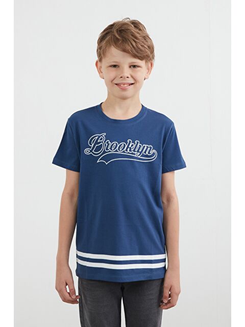 Fullamoda %100 Pamuk Brooklyn Baskılı Erkek Çocuk Tişört - S000395622-23093