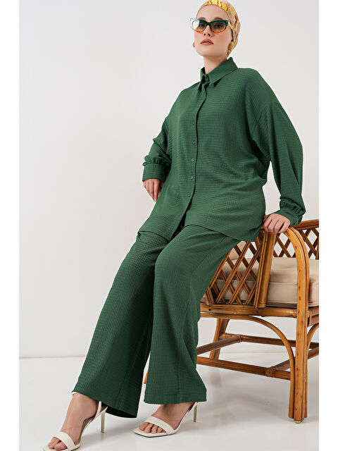 Bigdart Kadın Örme Tesettür Alt Üst Takım 6711 - Zümrüt Yeşili - S000374911-18709