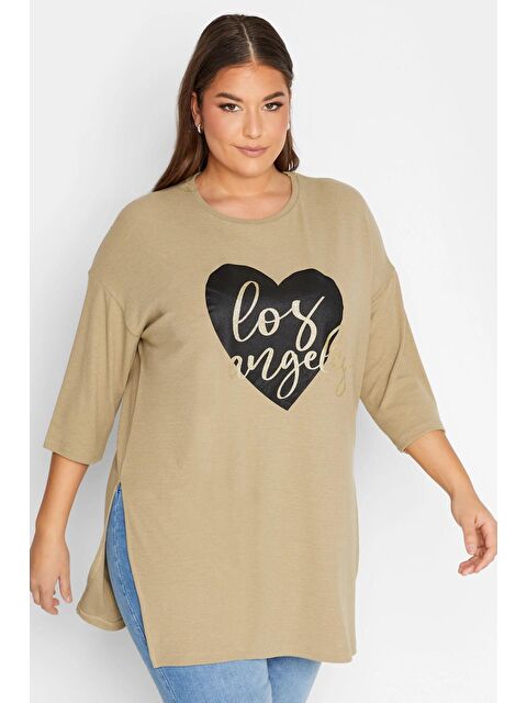 Stil Diva Büyük Beden Fakir Kol Yırtmaç Detaylı Kalpli Uzun Kazak 301780 - S000064956-19928