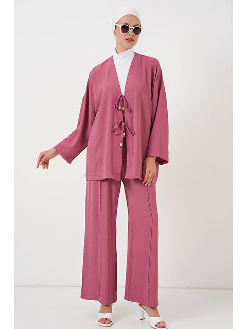 Bigdart Kadın Ayrobin Kimono Pantolon İkili Takım 6739 - Gül Kurusu - S000389349-20028