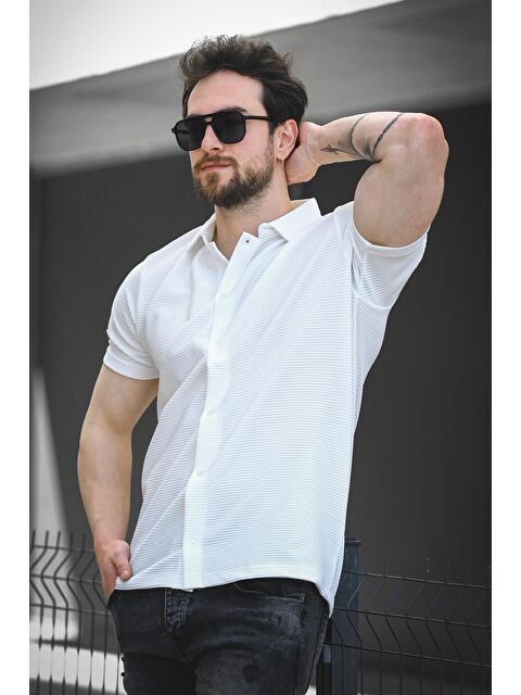 Oksit Vitto Otoban Kumaş Slim Elastanlı Kısa Kol Erkek Gömlek - S000374817-20063