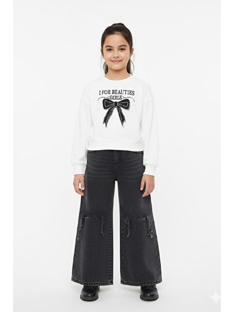 Modanino Kız Çocuk 2'li Jean Takım (Pantolon+Sweatshirt) 5-10 Yaş 12472 - S000491365-19351