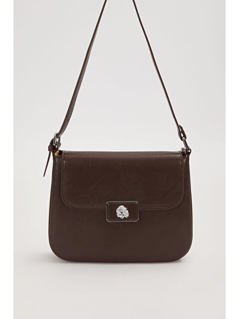 Remsa Charm Detay Çift Askılı İki Şekilde Kullanılabilir Yumuşak Deri Çanta 930613 Acı Kahverengi