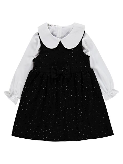 Civil Girls Taş Baskılı 2-5 Yaş Elbise - Siyah