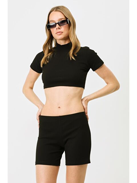 C&City Kadın Fitilli Örme Uzun Boxer 931 Siyah - S000223077-19351