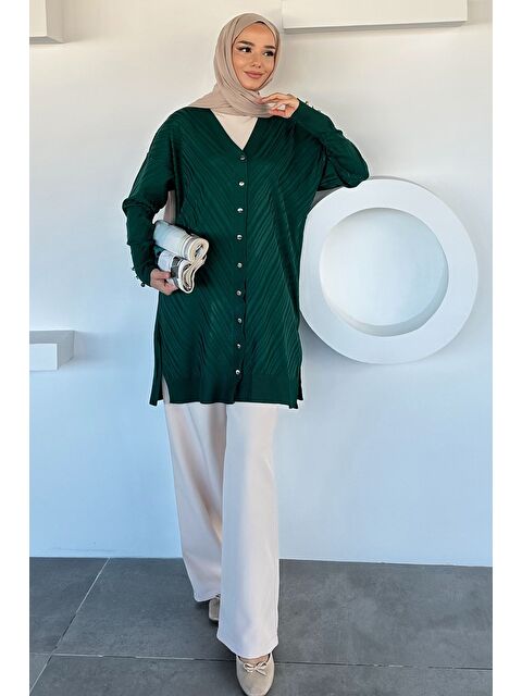 Julude Desenli Ön Düğmeli Tesettür Triko Hırka (m-l-xl Uyumludur) - S000470394-18709