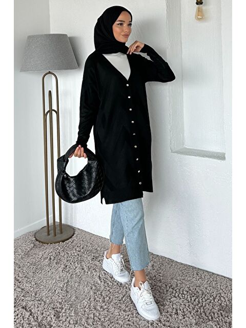 Julude Ön Düğmeli Desenli Tesettür Triko Hırka (m-l-xl Uyumludur) - S000470390-19351