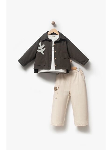 Jikko Baby Bayramlık Nakış Detaylı Ceketli 3'lü Erkek Çocuk Takımı 9095