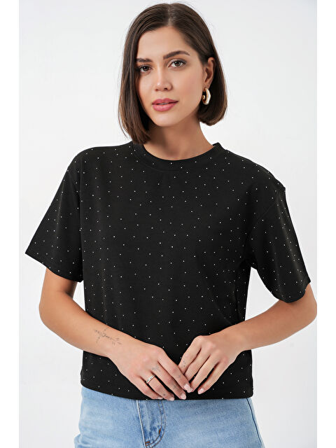 Bigdart Kadın Taş Detaylı Tişört 990 - Siyah